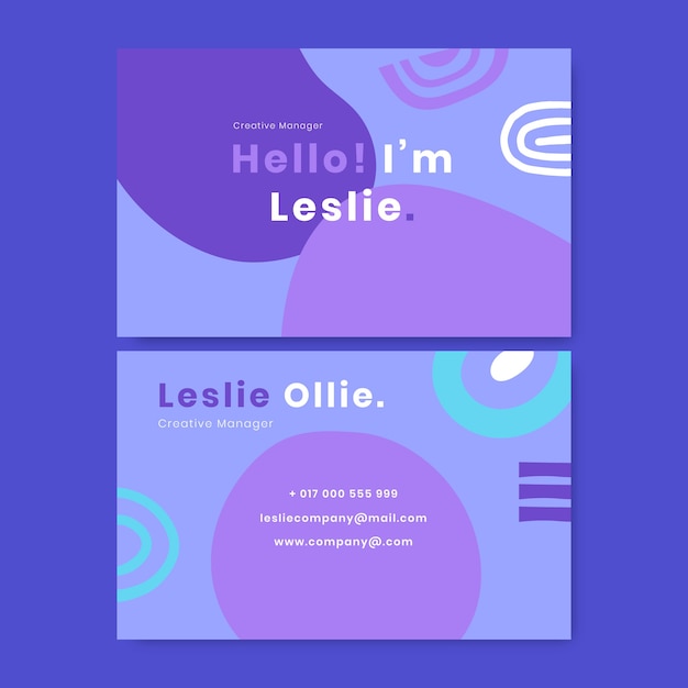 Flat abstract double-sided horizontal business card template