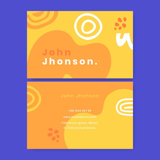 Flat abstract double-sided horizontal business card template