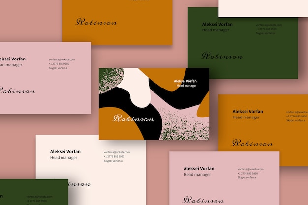 Flat abstract double-sided horizontal business card template