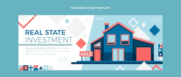 Flat abstract geometric real estate facebook cover