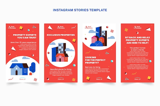 Flat abstract geometric real estate instagram stories