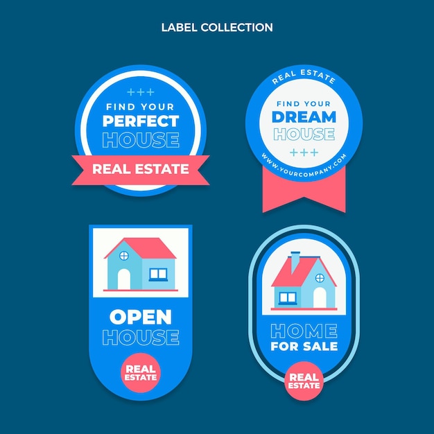 Free Vector flat abstract geometric real estate labels collection