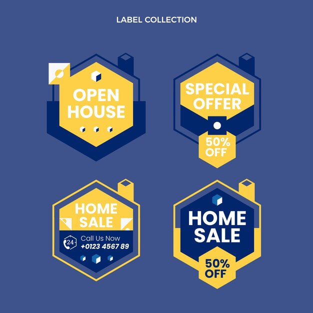 Flat abstract geometric real estate labels