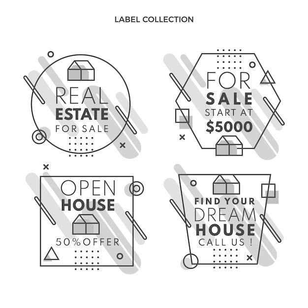 Free vector flat abstract geometric real estate labels