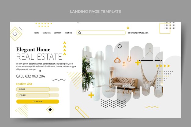 Flat abstract geometric real estate landing page template