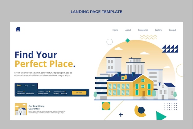 Flat abstract geometric real estate landing page