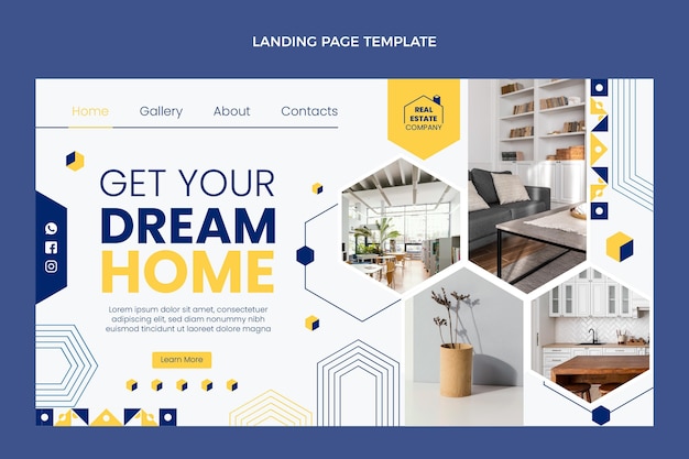 Free Vector flat abstract geometric real estate landing page