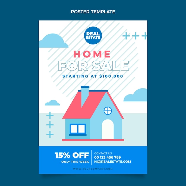 Flat abstract geometric real estate poster