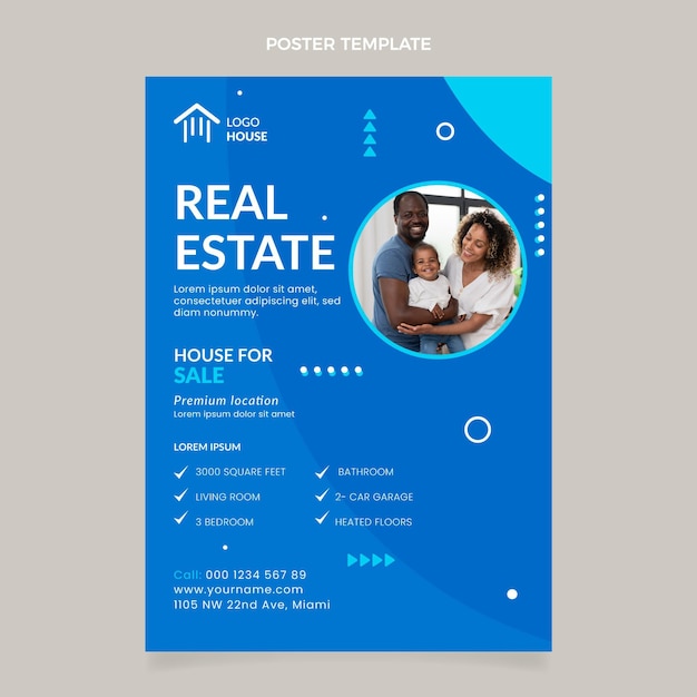 Flat abstract geometric real estate poster