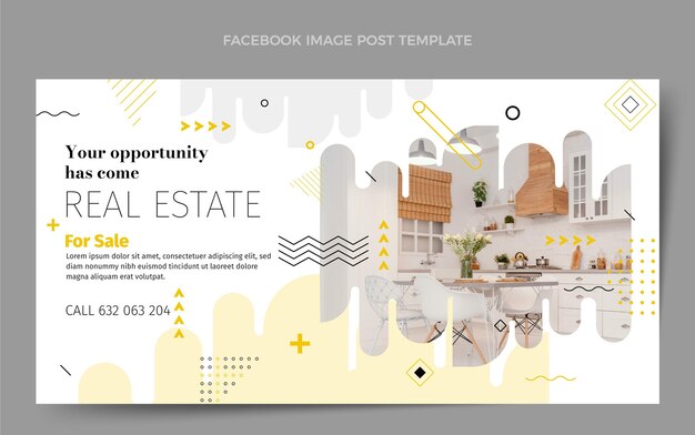 Free Vector flat abstract geometric real estate social media post template