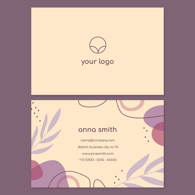 Flat abstract horizontal double-sided business card template