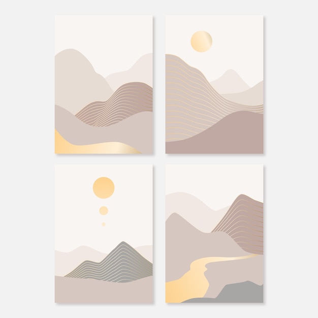 Flat abstract landscape cover collection