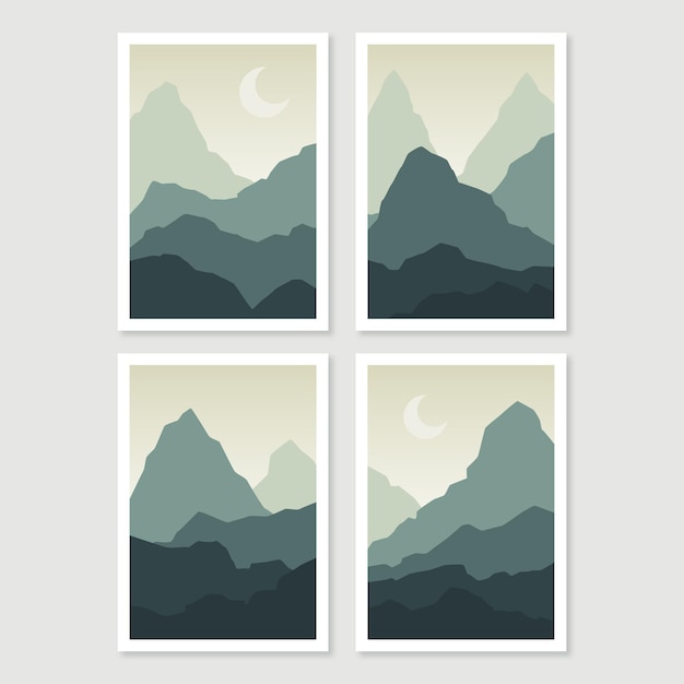 Free Vector flat abstract landscape cover collection