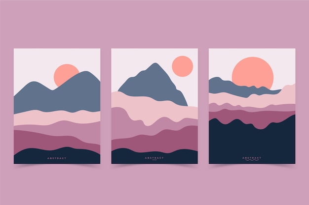 Flat abstract landscape cover collection