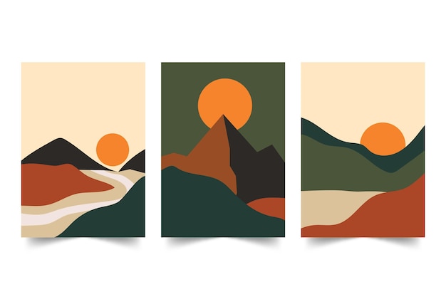 Flat abstract landscape cover collection