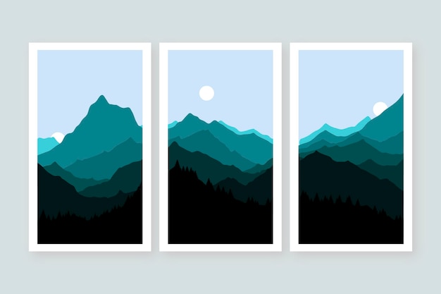 Flat abstract landscape cover collection