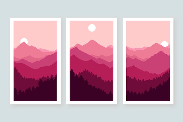 Flat abstract landscape cover collection