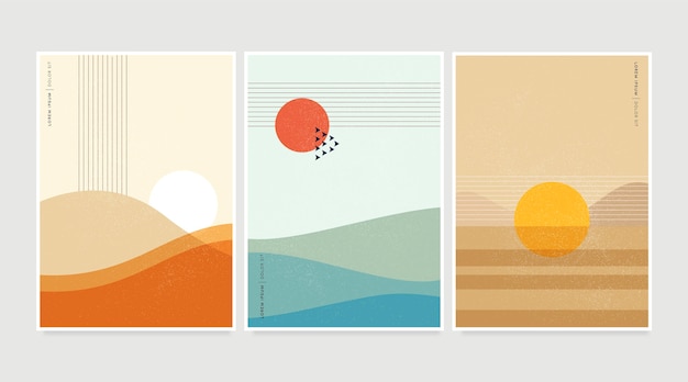 Flat abstract landscape covers collection