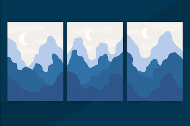 Free vector flat abstract landscape covers collection