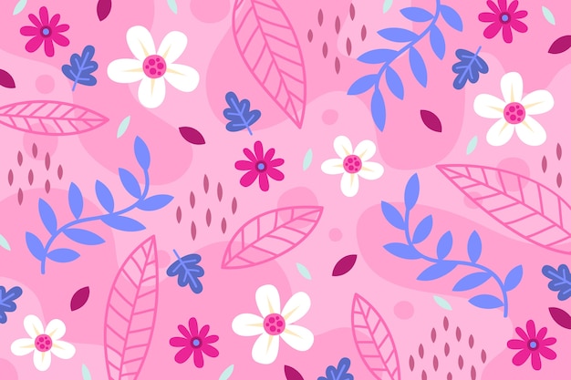 Flat abstract pink floral background