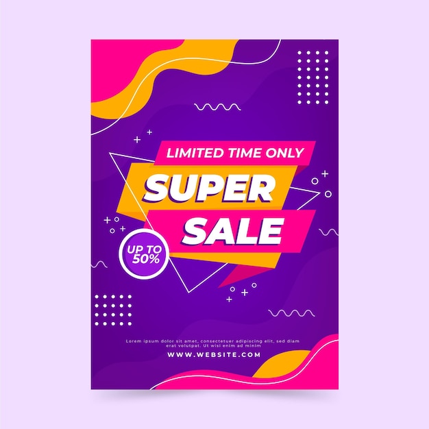 Flat abstract sale poster template