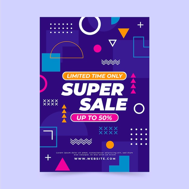 Flat abstract sale poster template