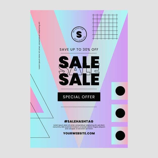 Flat abstract sale poster