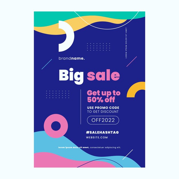 Flat abstract sale poster