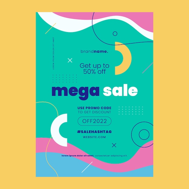 Flat abstract sale poster