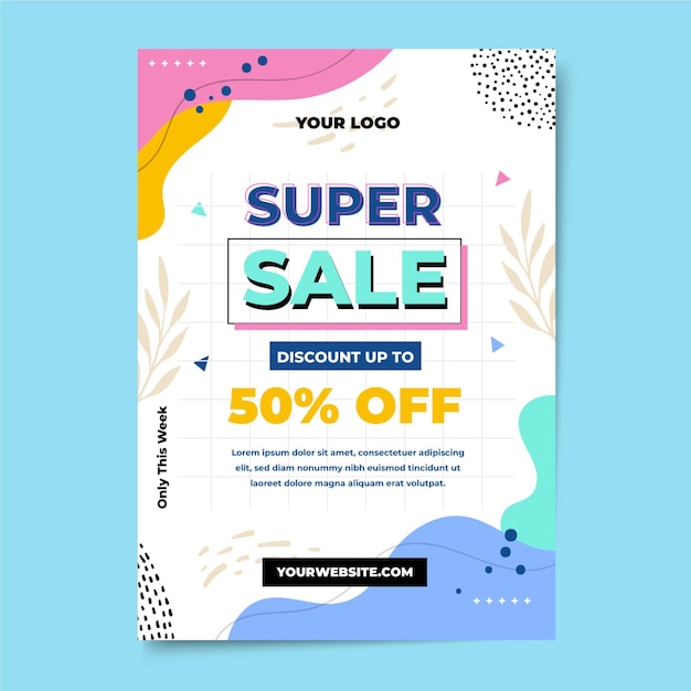 Flat abstract sales poster template