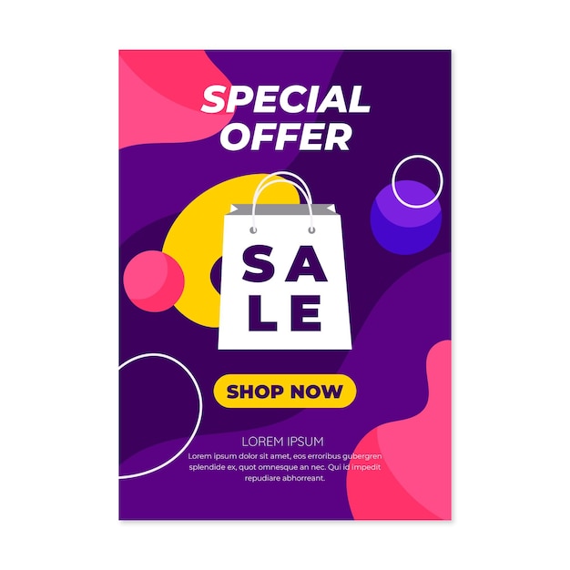 Flat abstract sales poster template