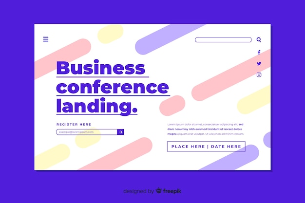 Free Vector flat abstract shapes business conference landing page