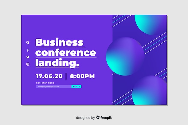 Free Vector flat abstract shapes business conference landing page