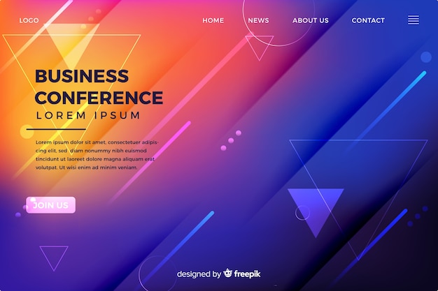 Flat abstract shapes business conference landing page