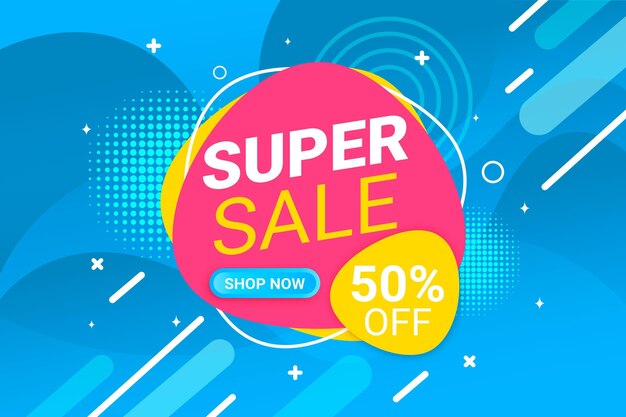 Flat abstract super sale banner