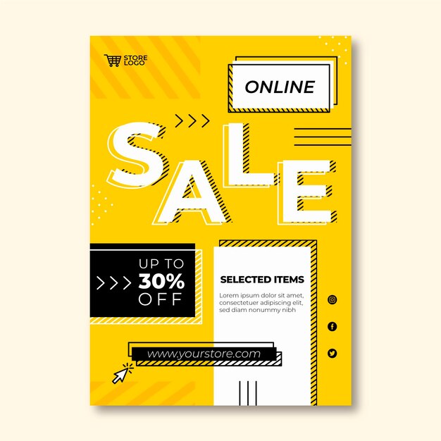 Flat abstract vertical sale poster template