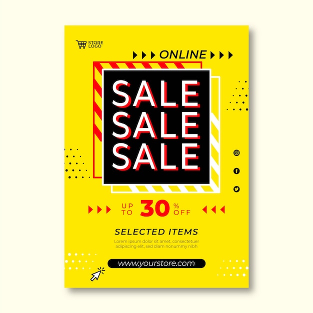 Flat abstract vertical sale poster template