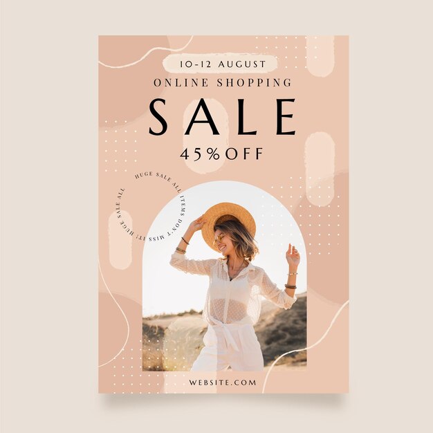 Flat abstract vertical sale poster template