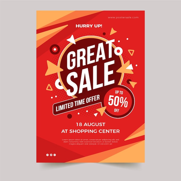 Flat abstract vertical sale poster template