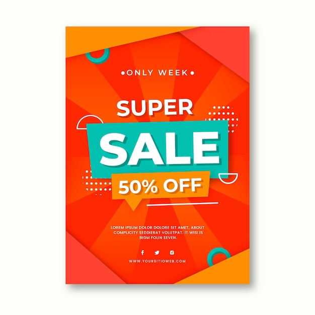 Flat abstract vertical sale poster template