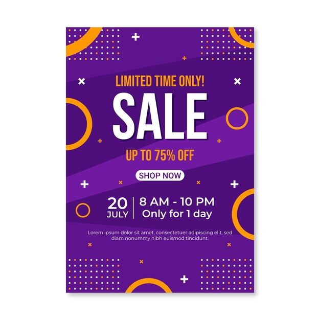 Flat abstract vertical sale poster template