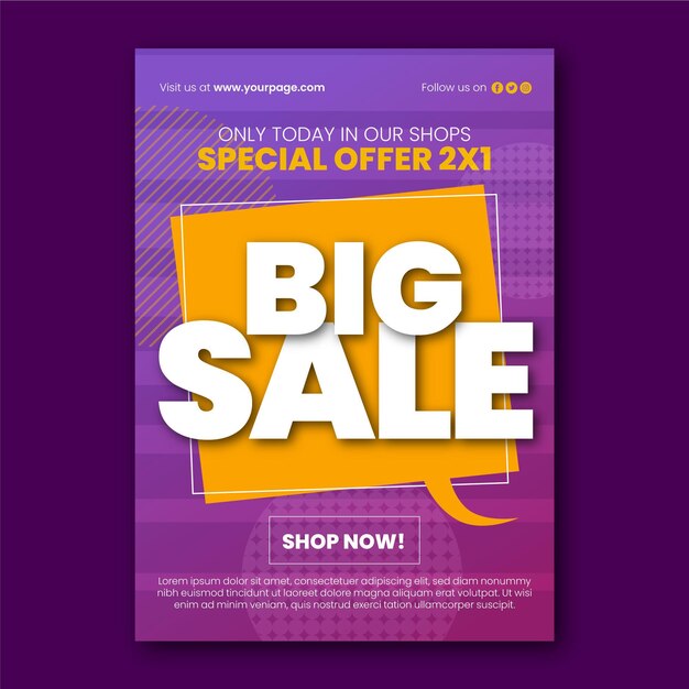 Flat abstract vertical sale poster template