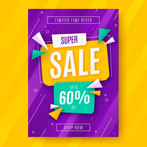 Flat abstract vertical sale poster template