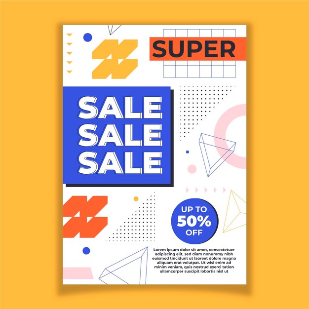 Flat abstract vertical sale poster template