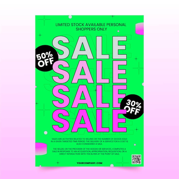 Flat abstract vertical sale poster template