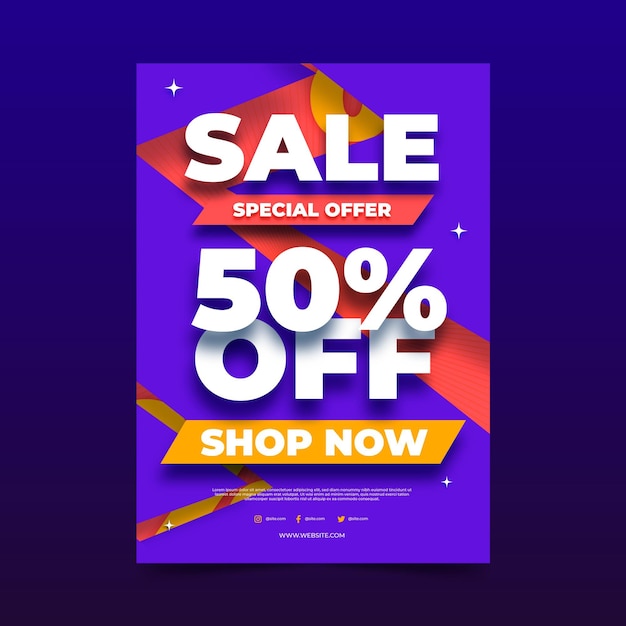 Flat abstract vertical sale poster template