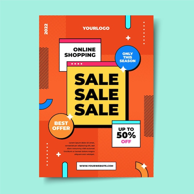 Flat abstract vertical sales poster template