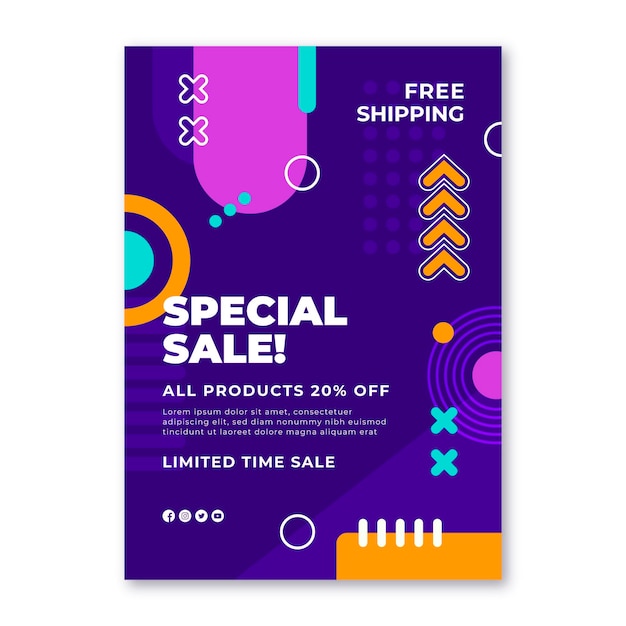 Flat abstract vertical sales poster template