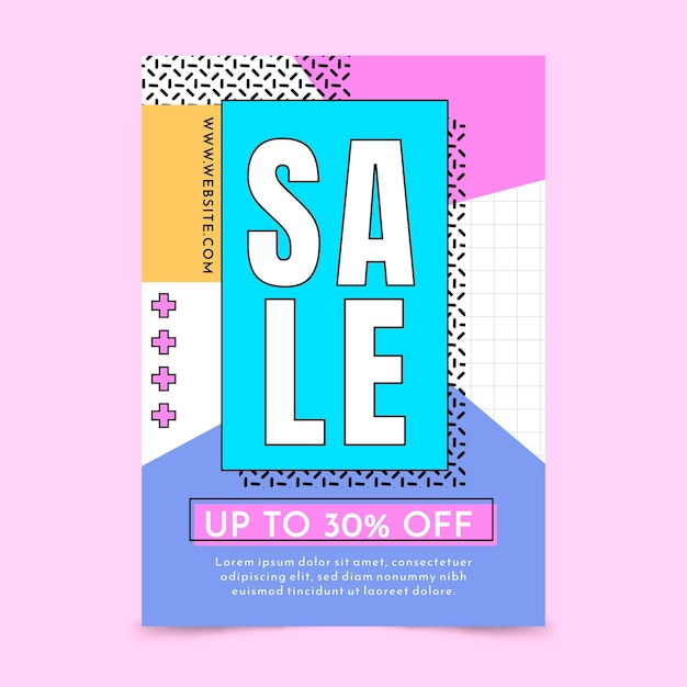 Flat abstract vertical sales poster template