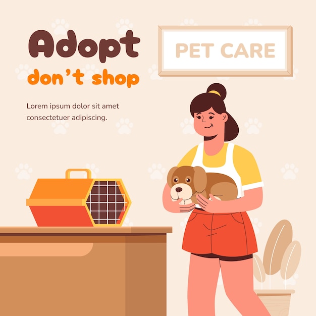 Free Vector flat adopt a dog illustration